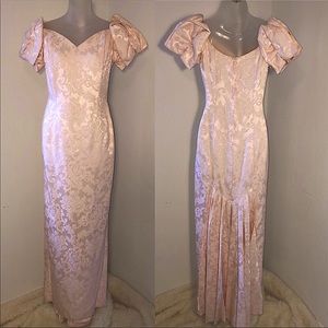JESSICA MCCLINTOCK SIZE 10 VINTAGE PINK GOWN PROM DRESS FORMAL OFF THE SHOULDER